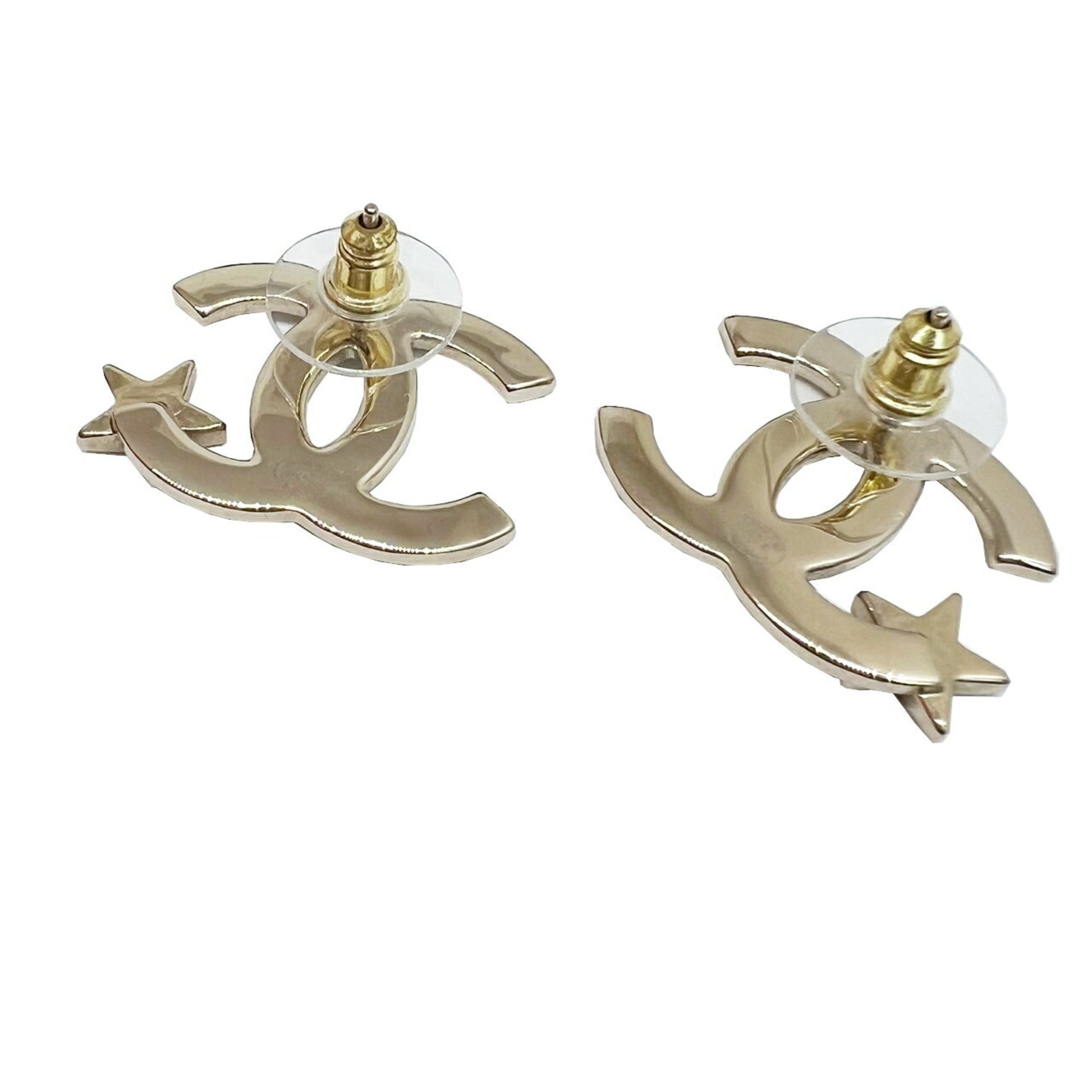 CHANEL earrings here mark CC star gold rhinestone metal ladies ABB491