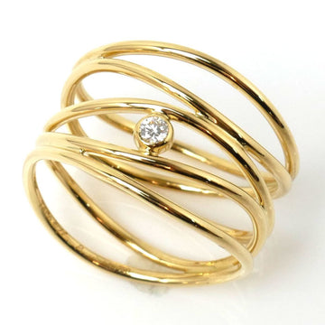 TIFFANY&Co.  K18YG Yellow Gold Wave 5 Row Diamond Ring 60147037 No. 16 5.1g Women's