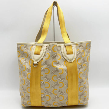 CELINE Tote Bag C Saluki Carriage Pattern Shoulder Ivory Yellow PVC Ladies SIS0/46 USED
