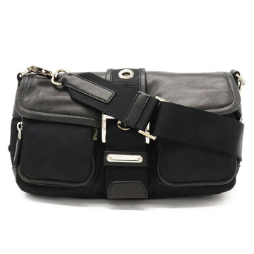 Prada shoulder bag clutch nylon leather NERO black BT0465