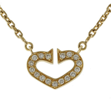 CARTIER C Heart Necklace 18K Yellow Gold Diamond Ladies