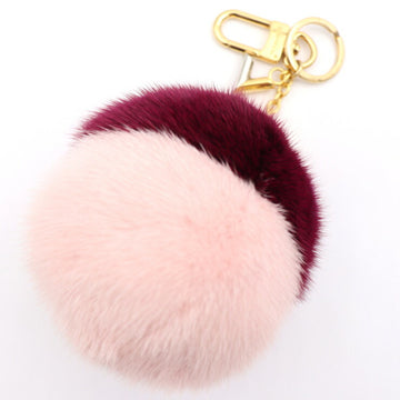 LOUIS VUITTON Bubble Duo Keychain M00018 Mink Pink Bordeaux Gold & Silver Hardware Keyring Bag Charm Vuitton