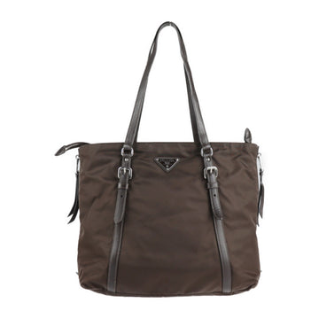 Prada tote bag 1BG228 nylon leather cafe shoulder