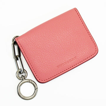Burberry Card Case Pink Dark Red Leather
