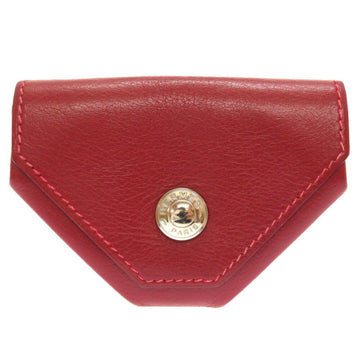 Hermes Le vin quatre Vogue River Rouge Ash  E engraved coin case purse wallet red 0335 HERMES