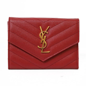YVES SAINT LAURENT Passport Case Monogram Red Ladies Leather