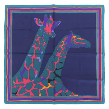 LOUIS VUITTON scarf silk navy giraffe motif
