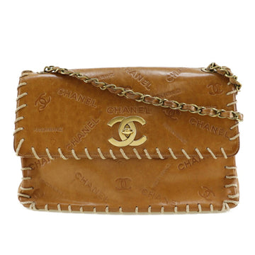 CHANEL Chain Shoulder Bag Coco Mark Logo Vintage Tanned Leather Brown/Gold Hardware Women's