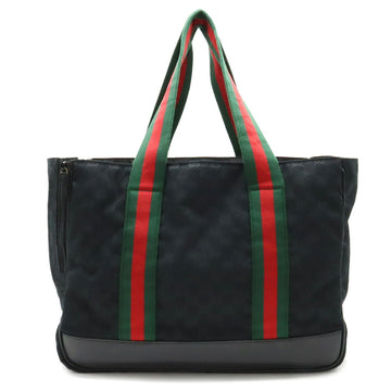 GUCCI GG Canvas Sherry Line Pet Carrier Dog Carry Bag Boston Leather Black 210048