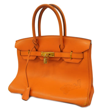 HERMESAuth  Birkin Birkin 30 B Stamp Vogulliver Women's Handbag Orange