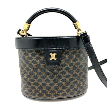CELINE 2WAY Handbag Macadam PVC Leather Black Gold Hardware Women's