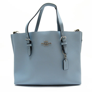 COACH Handbag Shoulder Bag 2Way Blue Silver Leather