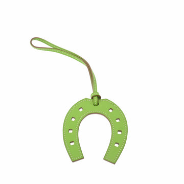 HERMES Paddock Horseshoe Bag Charm Apple Green No Engraving Unisex Vaux Swift Keychain