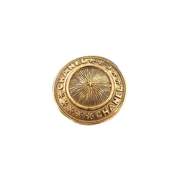 Chanel logo brooch round type gold accessories vintage Vintage Brooch