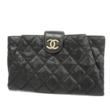 CHANELAuth  Matelasse Clutch Bag Women's Caviar Leather Clutch Bag Black
