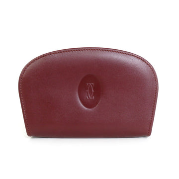 CARTIER Card Case Business Holder Coin Leather Burgundy Unisex