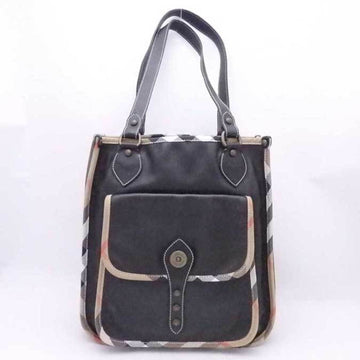 BURBERRY Shoulder Bag Tote Nova Check Leather/Canvas Black x Beige Multicolor Gold Women's