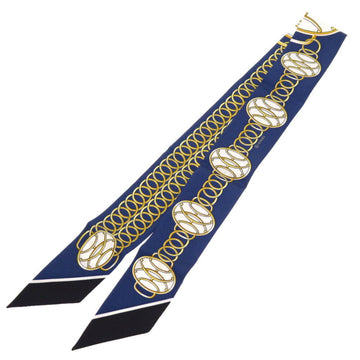 HERMES Lift Profile lift profile scarf muffler silk navy blue