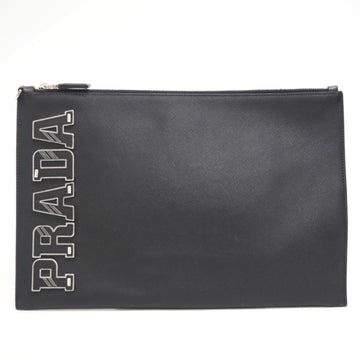 PRADA 2NG001 Saffiano Clutch Bag Black Men's