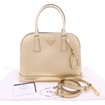 Prada 2Way Bag Logo Gold Saffiano Leather x Hardware Handbag Shoulder Ladies BN2567