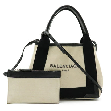 BALENCIAGA Bag navy cabas XS handbag tote bag canvas ivory black 390346