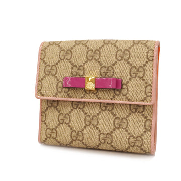 Gucci GG Supreme Bi-fold Wallet Gold Metal Fittings 406925 Women's GG Supreme Wallet (bi-fold) Beige,Pink