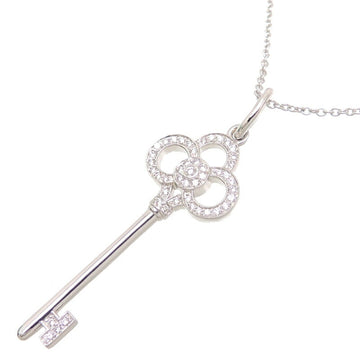 TIFFANY about 0.11ct diamond crown key ladies necklace 750 white gold