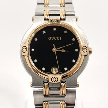 GUCCI 11P Diamond Used Watch Stainless Steel/GP/Diamond  9000M Ladies Silver
