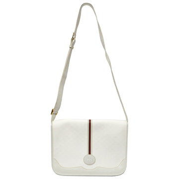 OLDGUCCI Old Gucci Shelly Line Shoulder Bag Messenger Ladies Interlocking G Micro GG Pattern Leather White