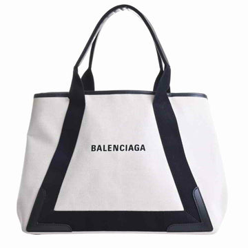 Balenciaga Canvas Navy Cabas M Tote Bag White/Black