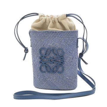 LOEWE Square Pocket Shoulder Bag Irakayashi/Calf Light Blue C630G35X01