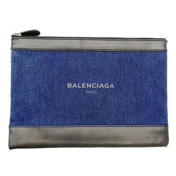 BALENCIAGA men's clutch bag second leather navy clip M 420407