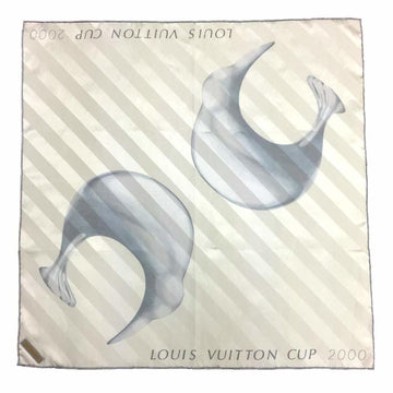LOUIS VUITTON Cup 2000 limited scarf muffler bandana kiwi bird neckerchief Kare silk 100% light gray