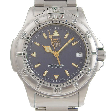 TAG HEUER Professional 4000 Series WF1113 Stainless Steel Silver Quartz Analog Display Men's Black Dial Watch