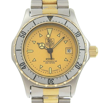 TAG HEUER Professional Watch 2000 974.008 Stainless Steel Swiss Made Silver/Gold Quartz Analog Display Gold Dial Ladies