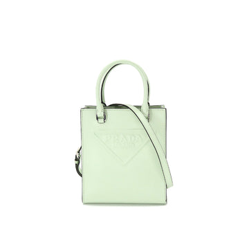PRADA 2way hand shoulder bag leather aqua green 1BA333 Hand Shoulder Bag