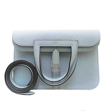 HERMES Arzan 25 Taurillon Clemence B Engraved 2023 Blue Pale S Metal Fittings Silver Handbag Shoulder Bag 2WAY Light Women's