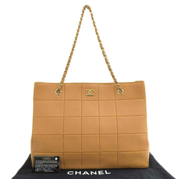 Chanel wild stitch chocolate bar tote bag camel with seal 7 series
