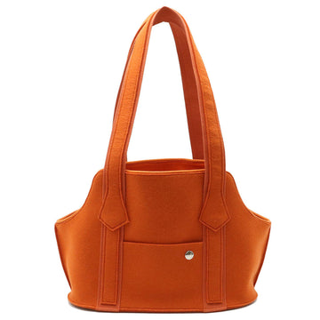 HERMES Patapon dog carrier shoulder bag felt leather orange