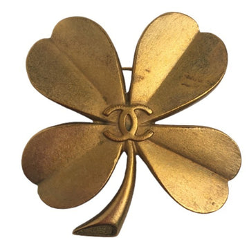 CHANEL Corsage Coco Mark Clover Gold Brooch