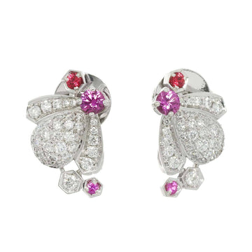 CHAUMET Sapphire Ruby Diamond Earrings K18 WG White Gold 750 Multi Stone