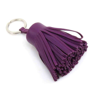 HERMES key ring holder Carmen leather/metal purple/silver unisex
