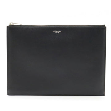 YVES SAINT LAURENT PARIS YSL Yves  Zip Tablet Sleeve Clutch Bag Second Leather Black 397294