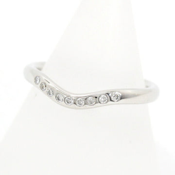 TIFFANY Ring Curved Band Wedding 9P Diamond Platinum Pt950 No. 8 Elsa Peretti  & Co. Ladies Luxury High MO1010