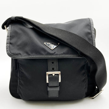 PRADA Shoulder Bag Crossbody Triangle Logo Black Nylon Ladies Men's Fashion BT0173