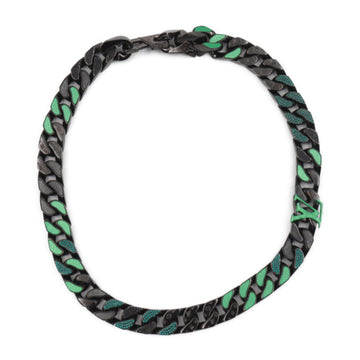 LOUIS VUITTON Collier Chain Links Patches Necklace MP2853 Metal Black Green Choker