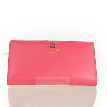 KATE SPADE Bifold Long Wallet Pass Case with Zipper Pocket Pink/Beige