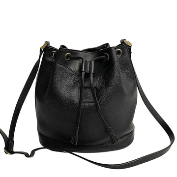 BURBERRYs Nova Check Leather Shoulder Bag Sacoche Black 27898