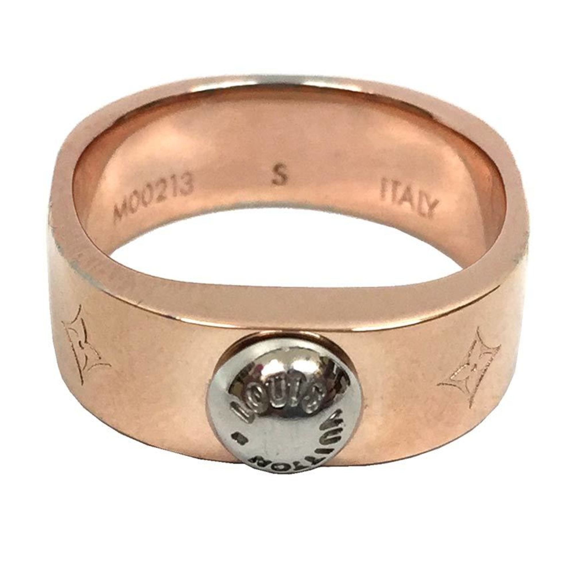 Louis Vuitton Palladium Finish Gold 2 Tone Nanogram Ring - Size S - M00216  $400