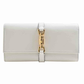 N42405 GUCCI Jackie 1961 leather chain flap long wallet white